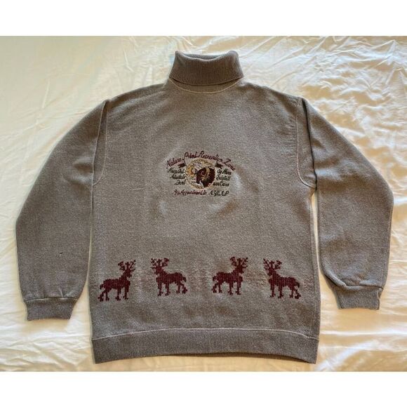 VTG ITALY Hugo Boss TWENTY Sweater Nature Point Recreation Moose Embroidery S
